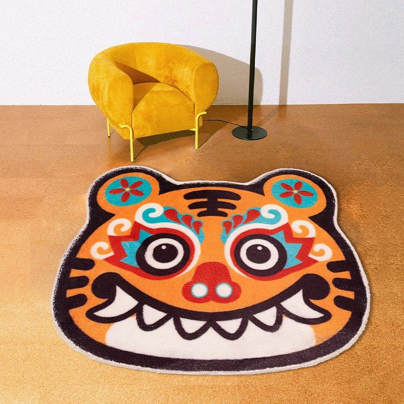 虎头喜庆圆形床边毯卧室床边毯家用爱房间沙发地垫防滑耐脏,居家布艺,床边毯,淘宝优惠券,粉丝福利购,淘宝优惠卷