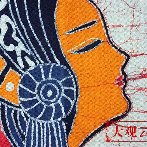 苗族蜡染画蝴蝶女民族手工艺品布画壁挂家居茶室酒店饰壁画