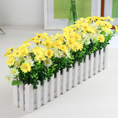 仿真假雏菊实木栅栏假装 装 饰绢客厅橱窗