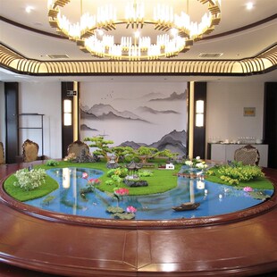 酒店餐桌新大圆桌转盘桌艺微景观盆景摆