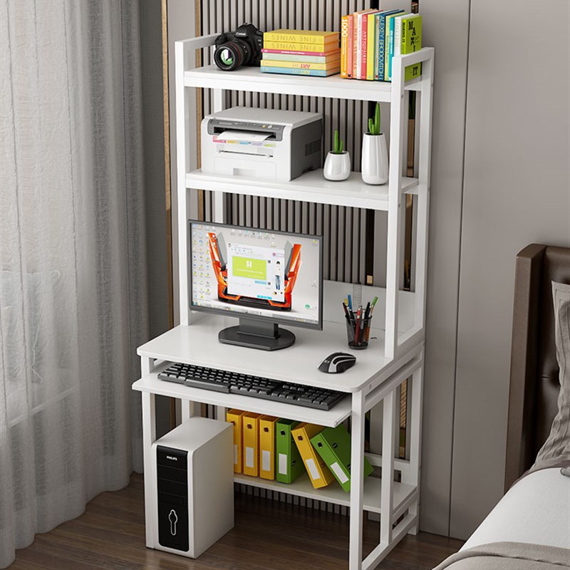 电脑台式桌家用简易单人小型书桌简约小户型带书架一体迷你书枱