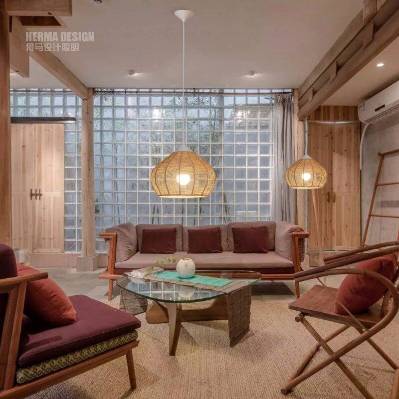 创意复古绳条编织灯乡村自然朴素民宿风茶室咖啡卧室床头吊灯,家装灯饰光源,客厅吊灯,淘宝优惠券,粉丝福利购,淘宝优惠卷