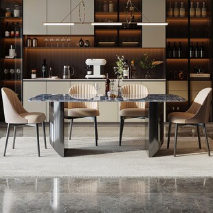 超晶石餐桌椅现代端天然大理石奢石长方形饭桌 新款