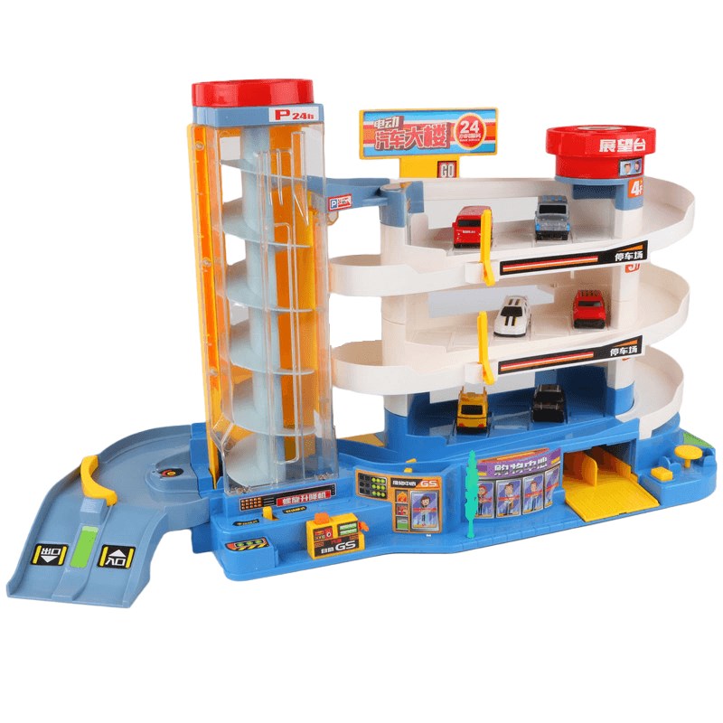 大号电动轨道汽车大楼停车场宝宝益智-岁男孩儿童女孩多层