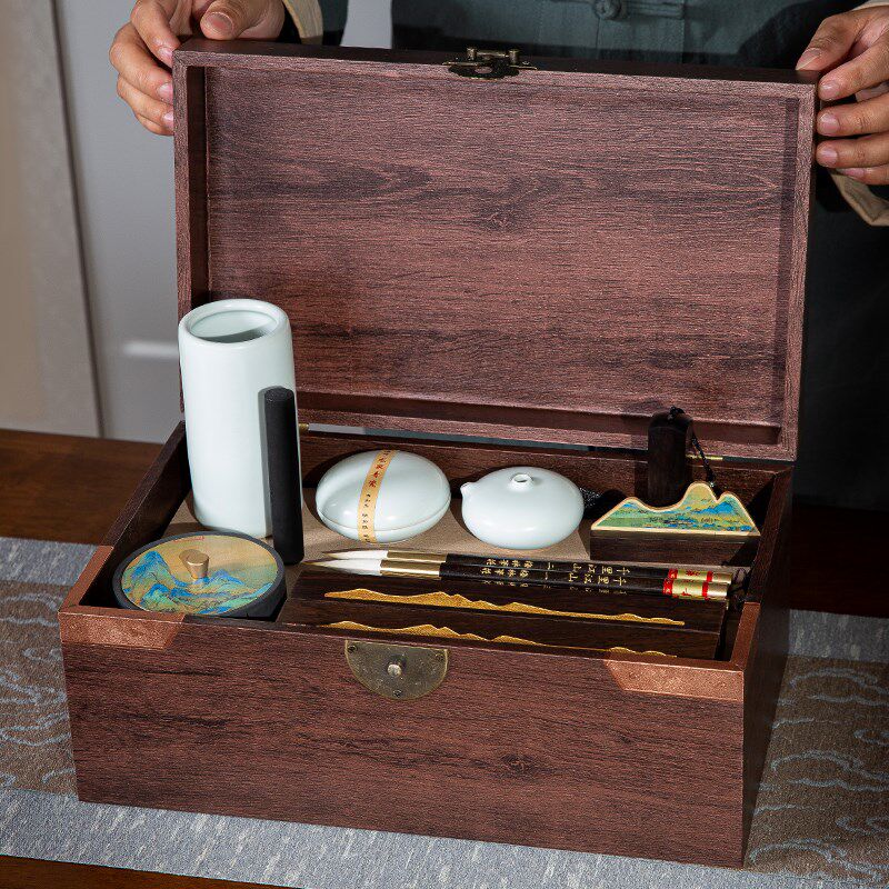 梅林笔庄装高档级书法砚台毛笔架初学者入门笔墨纸砚全墨条墨块国,文具电教/文化用品/商务用品,文房四宝,淘宝优惠券,粉丝福利购,淘宝优惠卷