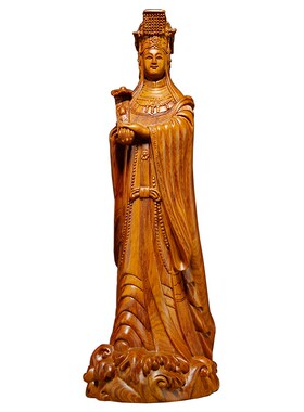 梨木雕刻妈祖神像实木天上圣母湄洲神居玄摆设