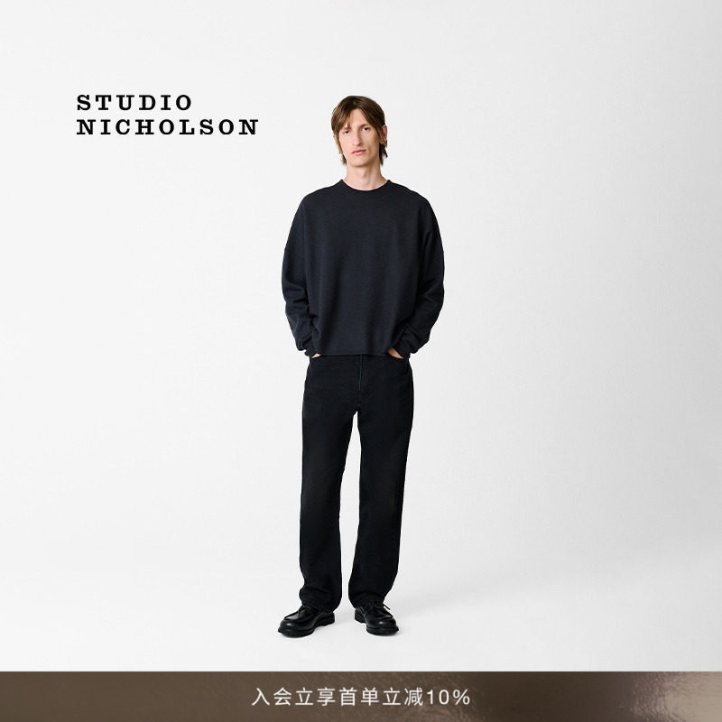 STUDIO NICHOLSON男士RISO 90S棉质牛仔裤水洗宽松直筒图片