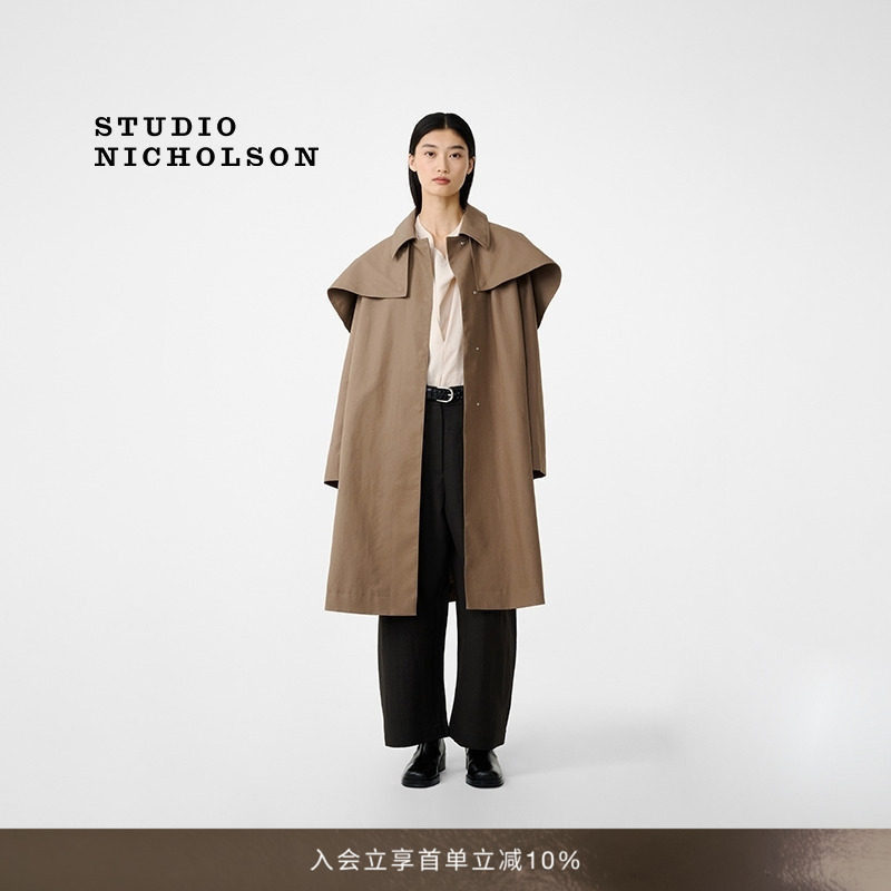 【明星同款】STUDIO NICHOLSON HAVER斗篷棉质风衣长外套图片