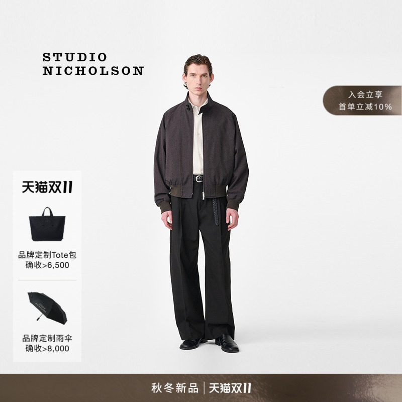 【秋冬新品】STUDIO NICHOLSON男士棉羊毛混纺OVER哈灵顿夹克
