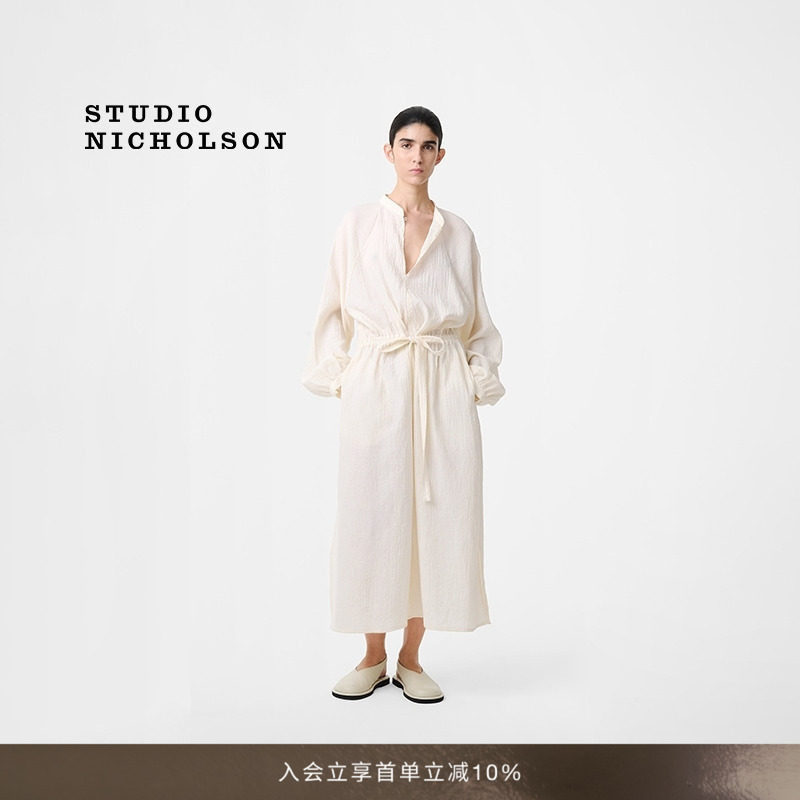 STUDIO NICHOLSON女士BLANCA收腰抽绳连衣裙图片