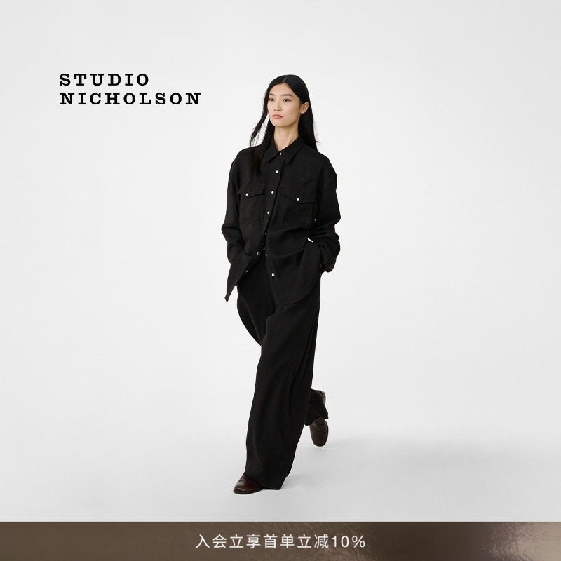 STUDIO NICHOLSON女士KRAUSS西部衬衫美式工装风衬衣图片