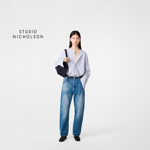 STUDIO NICHOLSON女士DENJO阔腿缝线牛仔裤