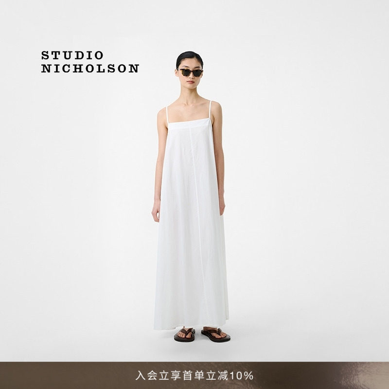 【春夏新品】STUDIO NICHOLSON女士ACHILLE棉质后身抽褶连衣裙图片