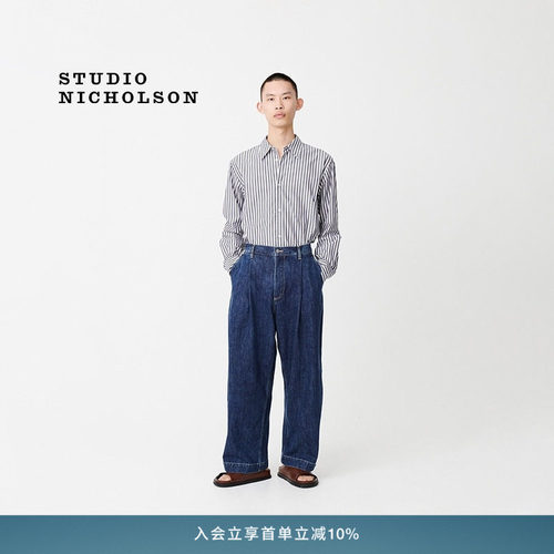 STUDIO NICHOLSON男士PUCH单褶宽松牛仔裤