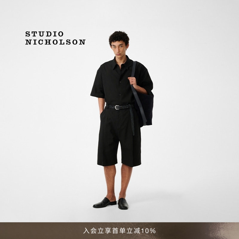 【春夏新品】STUDIO NICHOLSON男士SANKO短袖BOXY棉麻箱型衬衫图片