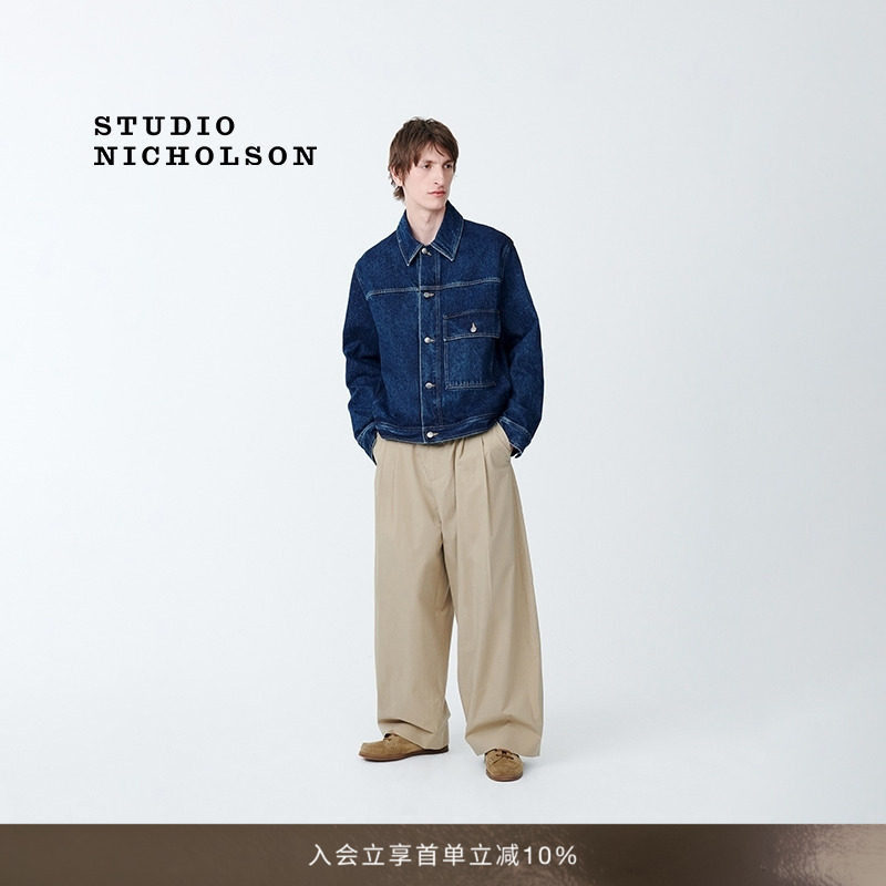【经典甄选】STUDIO NICHOLSON男士LINE前片双褶裤图片