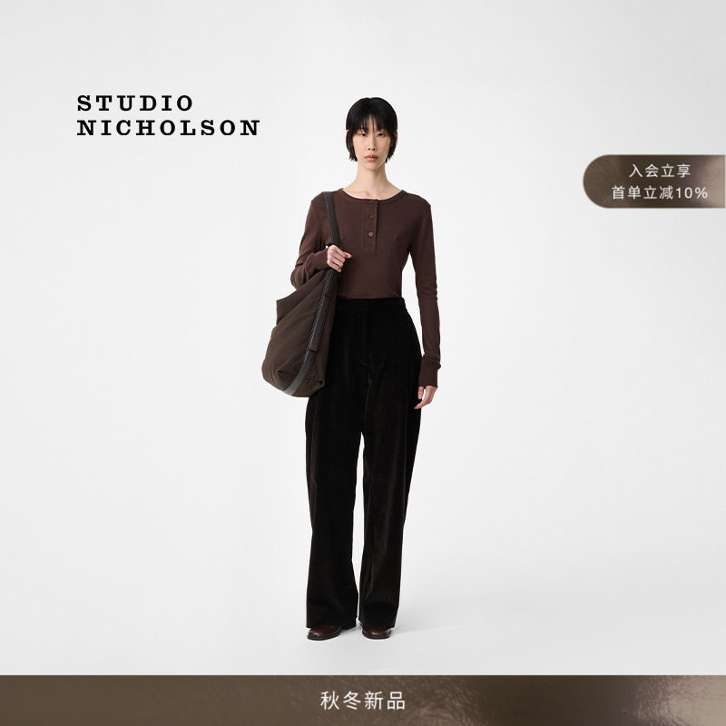 【秋冬新品】STUDIO NICHOLSON女士GRANGE灯芯绒宽松弧形裤长裤图片