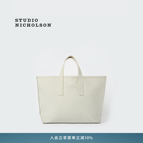 STUDIO NICHOLSON刺绣鸽灰色logo托特包手拿包手提包帆布包