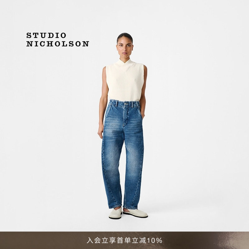 STUDIO NICHOLSON女士AKERMAN圆脚扭缝牛仔裤弯刀裤图片