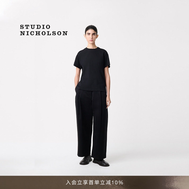 【经典甄选】STUDIO NICHOLSON女士DORDONI深褶棉质九分裤阔腿裤图片