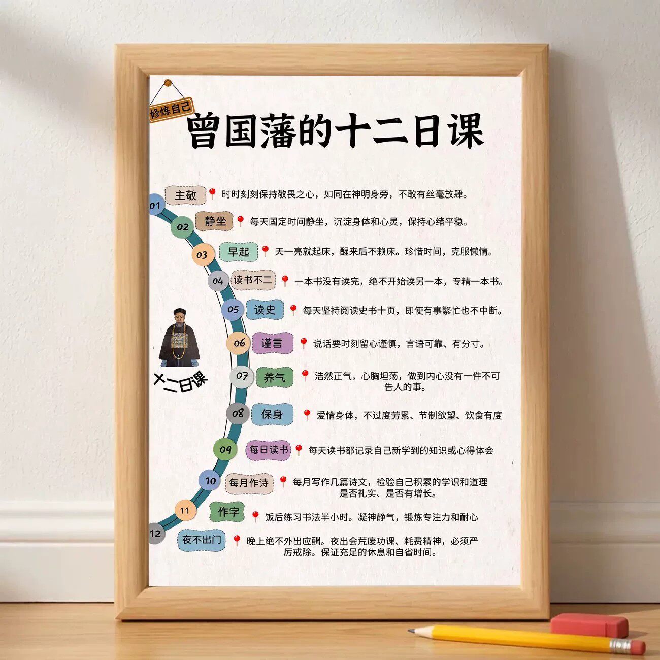 曾国藩十二日课自律励志相框