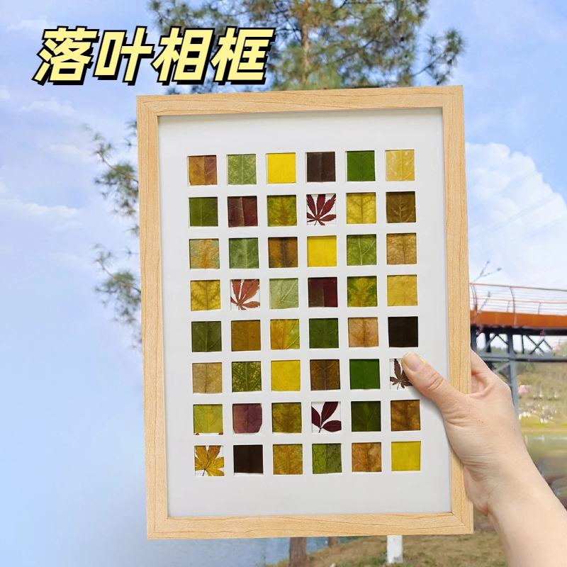 diy24宫格捡秋干花手工落叶相框