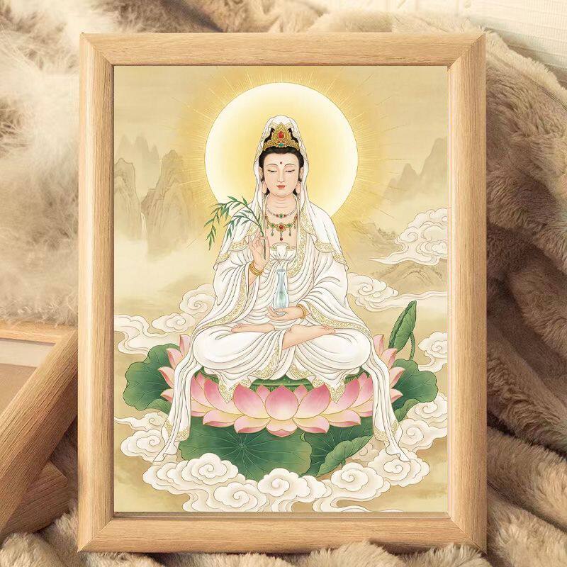 观世音莲花佛像摆台相框