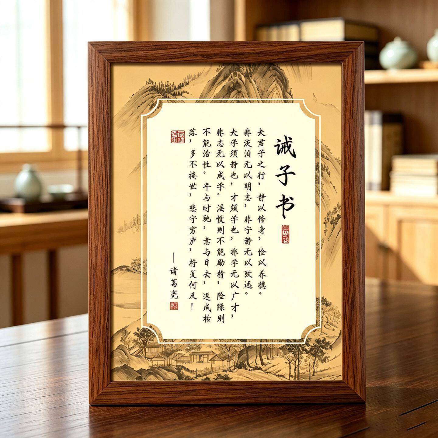 中式书法诸葛亮诫子书摆台相框
