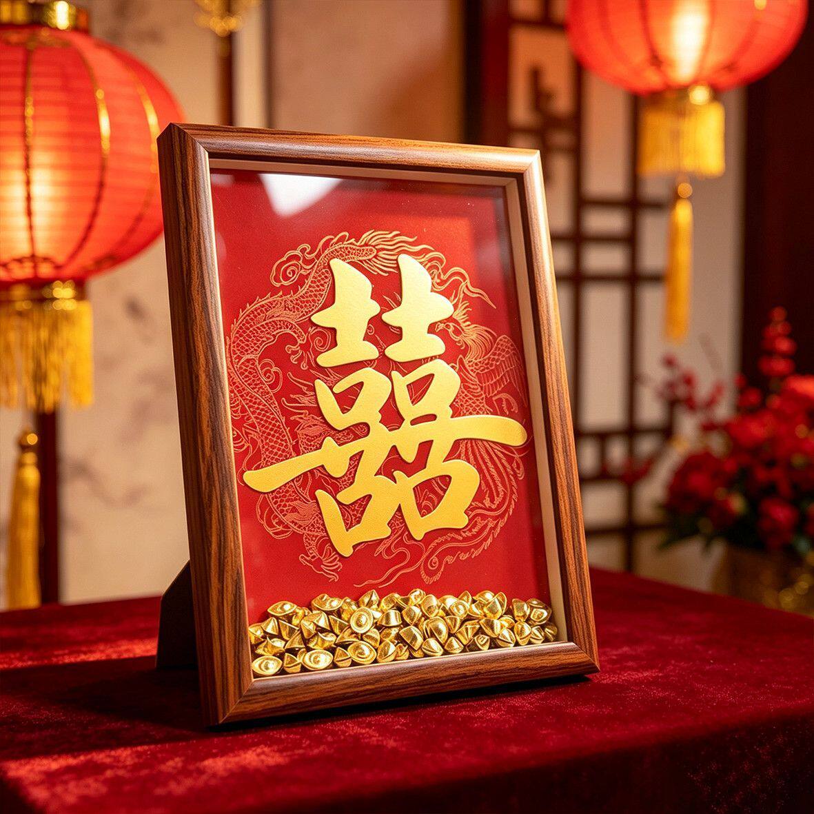 喜字订婚结婚婚房摆台相框
