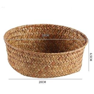 天然海草编织收纳筐厨房姜蒜收纳篮小号圆形玄关桌面杂物储物筐子