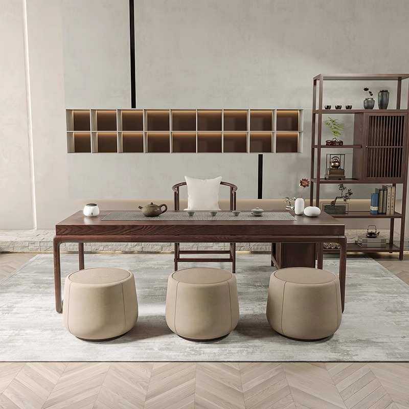 新中式实木茶桌家用小户型阳台茶桌客厅书房办公禅意泡茶桌椅组合