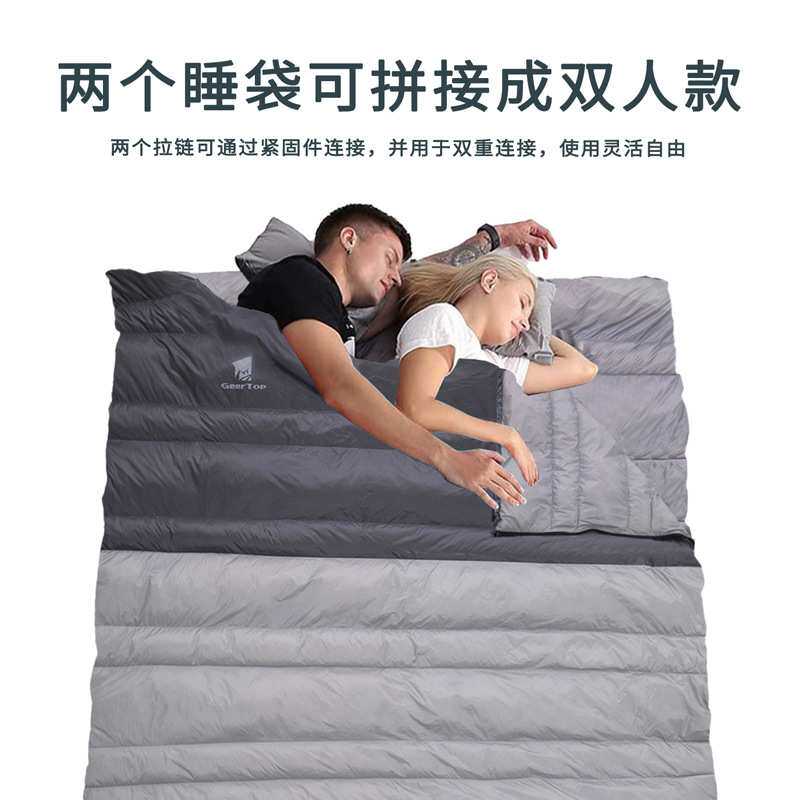 新款冬季睡袋信封式户外露营保暖被子成人午休便携羽绒睡袋轻量化