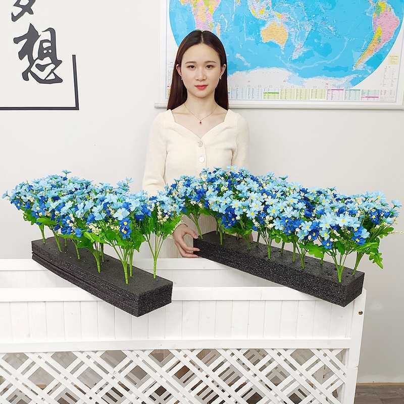 户外新款紫色套装塑料花绿植花箱花槽长条栅栏插花绿萝小雏菊