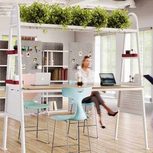 办公室休息区创意吧台高脚桌商务高吧长条桌职员洽谈会议桌椅组合