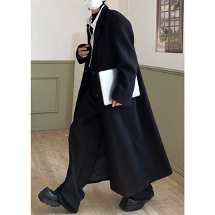 ZINGUP高级感毛呢大衣男款冬季宽松垫肩过膝中长款风衣呢子外套