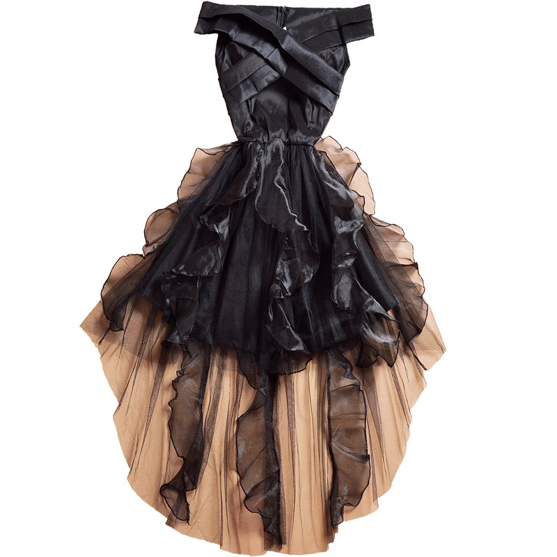 一字肩礼服裙女法式宴会气质伴娘服小个子短款连衣裙主持平时可穿