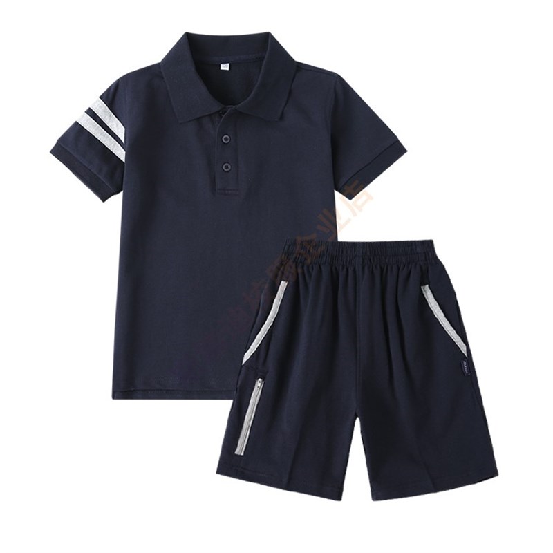 中小学生英伦风夏季短袖短裤校服套装儿童灰色藏青T恤Polo衫休闲