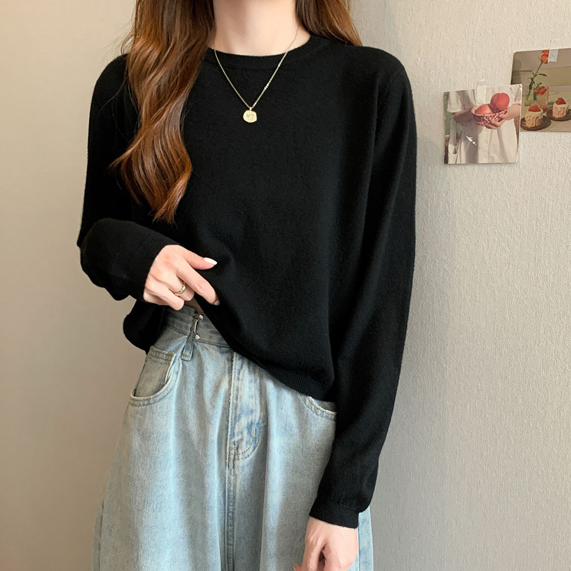 秋季新款圆领宽松外穿长袖打底针织衫上衣秋冬洋气内搭毛衣女薄款,女装/女士精品,毛针织衫,淘宝优惠券,粉丝福利购,淘宝优惠卷