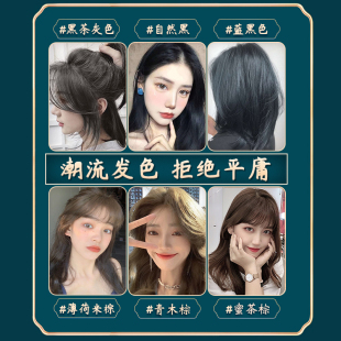 黑茶灰色染发剂2022流行色自己在家染泡泡沫显白植物纯染发膏女男
