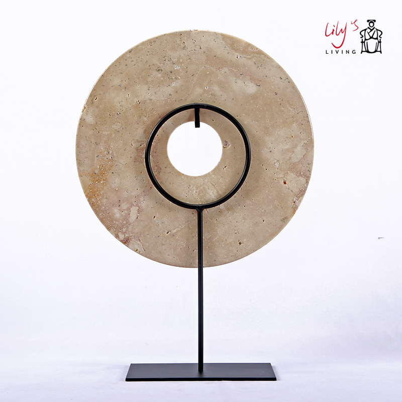 包邮新中式黄色玉璧摆件样板房别墅玄关装饰工艺品客厅家居摆设