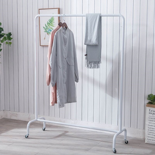 服装店展示架龙门货架落地式白色女装简约可移动滑轮挂衣架带轮子