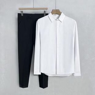 结婚订婚衬衫西裤套装男长袖修身伴郎团衬衣裤子西装商务正装制服