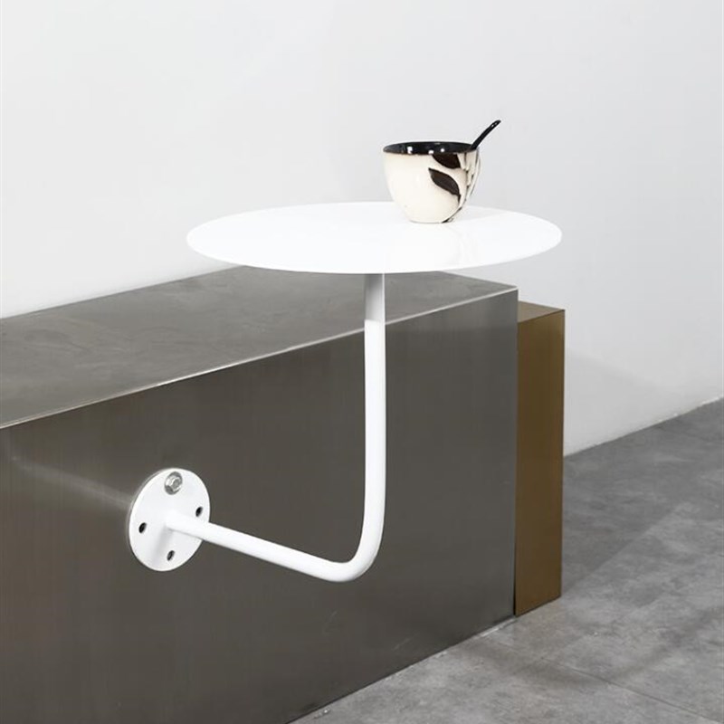 美式工业风奶茶店靠墙壁挂式小圆桌网红喜茶卡座固定餐桌子壁装桌