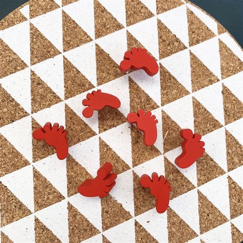 10个 脚印图钉 红色立体木制地图标注软木板图钉创意照片墙装饰钉