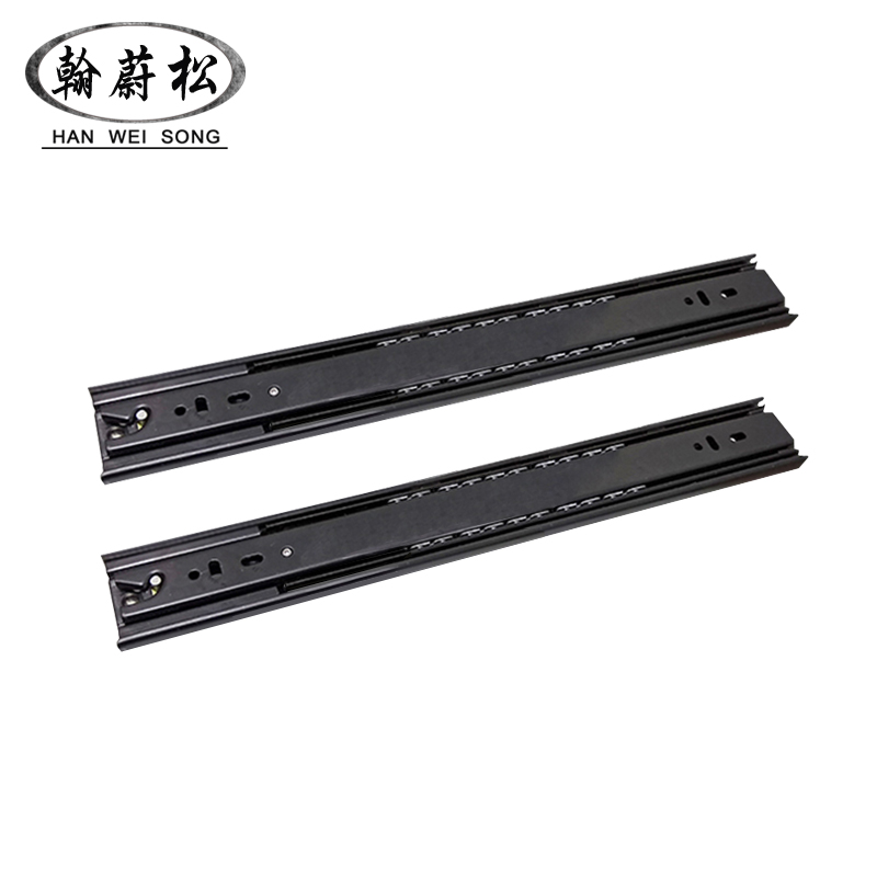 家用45寸自闭抽屉导轨三节轨加厚静音抽拉橱柜键盘托滑轨自锁侧装