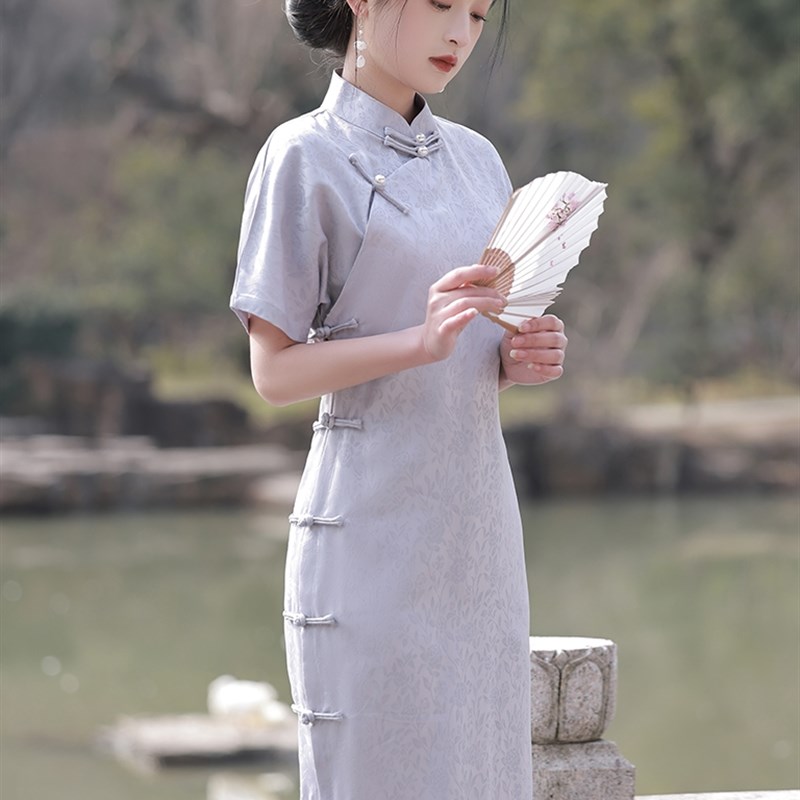 全开襟古法传统文艺民国少女大学B生日常可穿一片式旗袍无省连衣