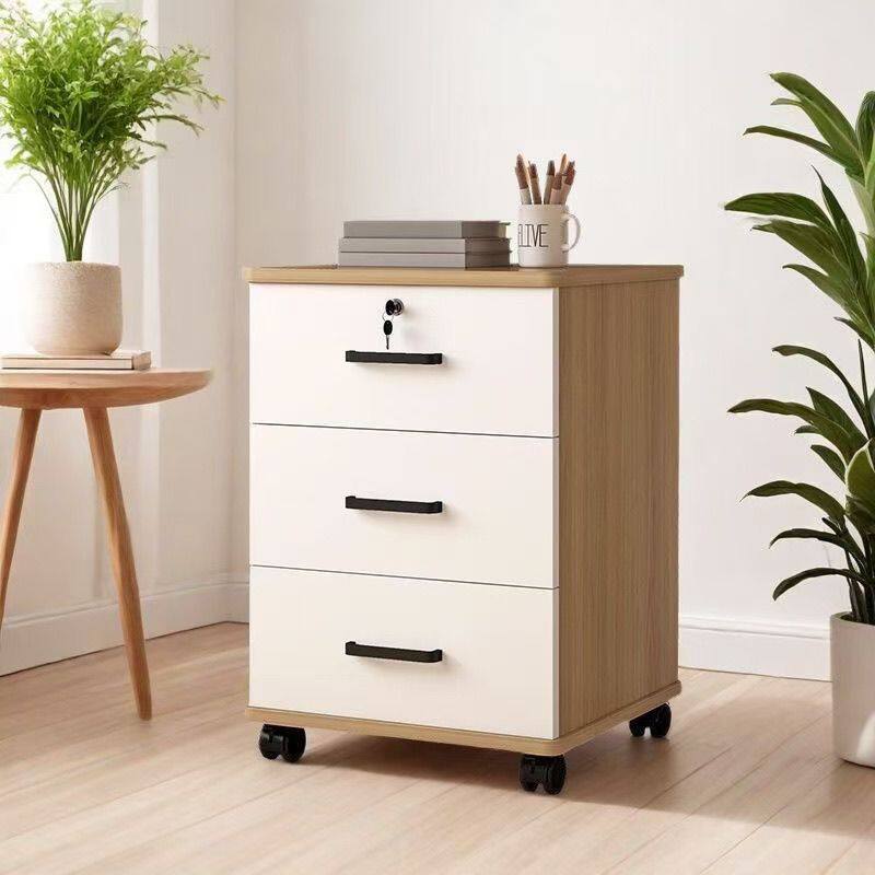 办公实木文件柜可移动抽屉储物柜桌下带锁储物柜办公室资料收纳柜