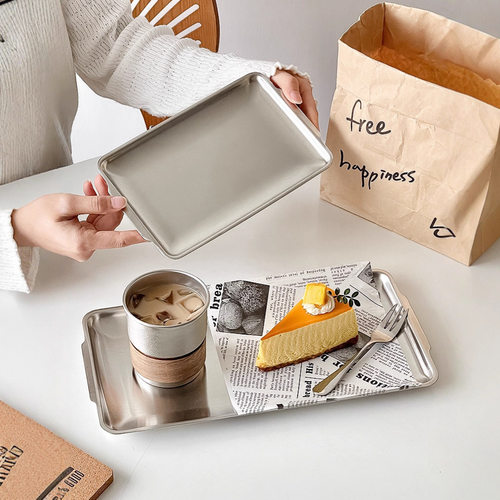 不锈钢长方形盘韩式烧烤盘菜盘寿司盘平底盘子托盘收纳盘烤肉盘