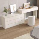 实木烤漆梳妆台奶油风斗柜卧室简约现代2025新款 化妆台一体化妆桌