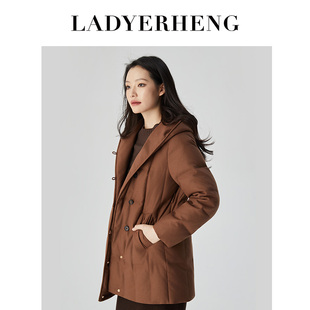 LADYERHENG25冬新品女装复古90鹅绒小A型细腻绒面触感羽绒服